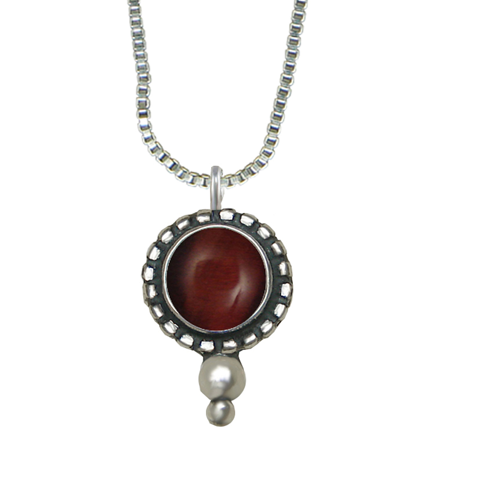 Sterling Silver Little Red Tiger Eye Pendant Necklace